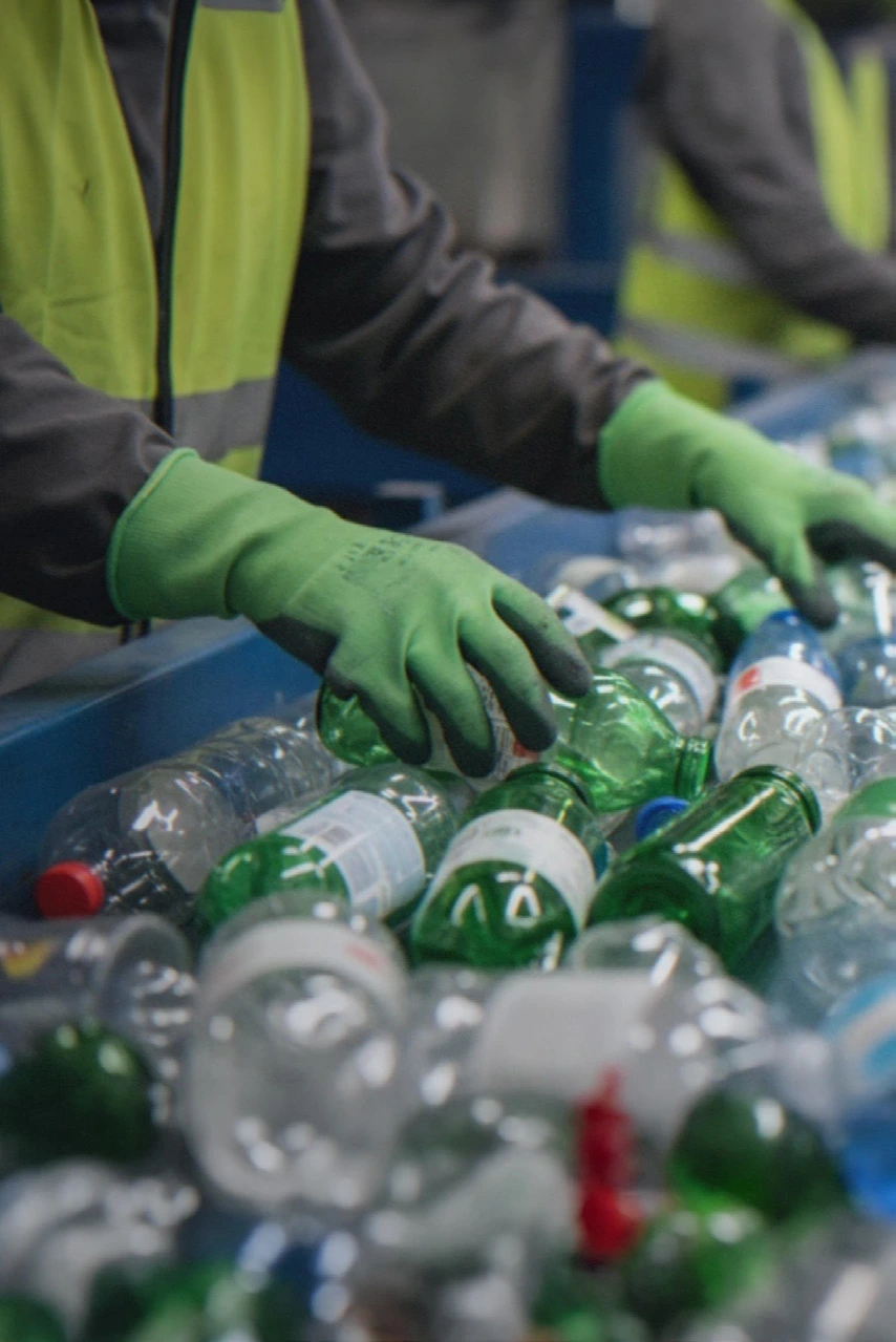 Waste sorting at recycling facility